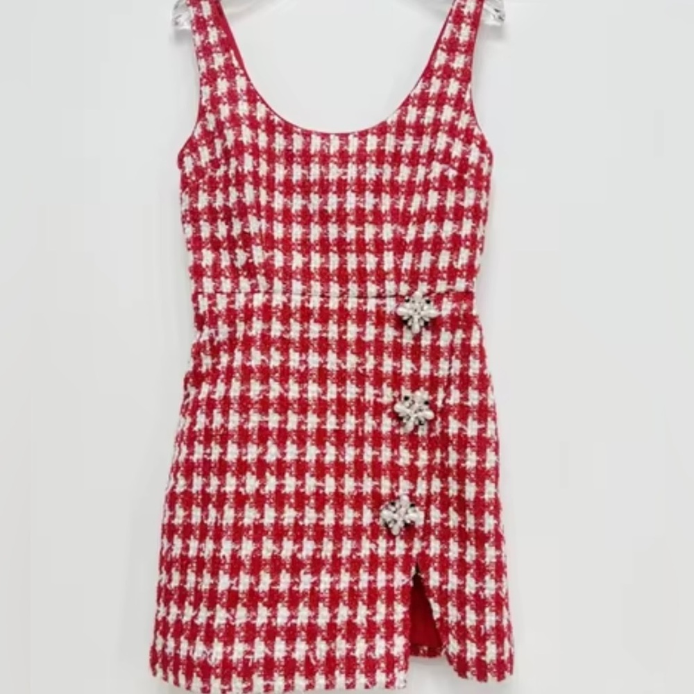 Self Portrait Checked Boucle Dress